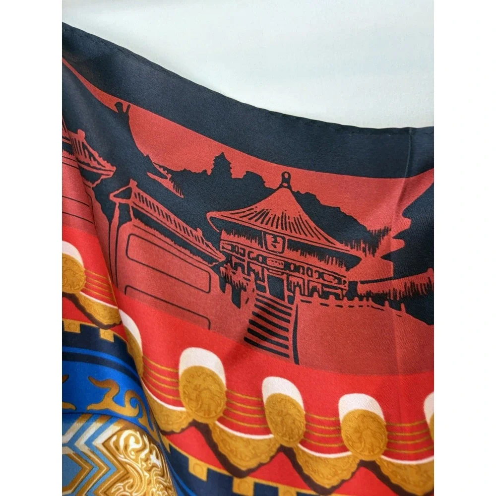 100% Silk Scarf Women Chinese Square Bandana Wrap Career Old Monay Office